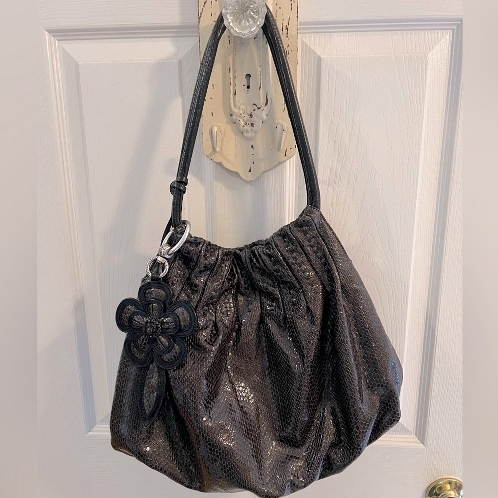 Brighton Breelan Python Snake Embossed Leather Hobo Bag - Picture 10 of 16